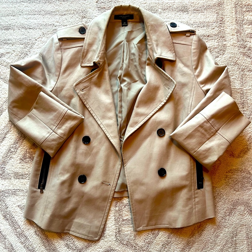 Ann Taylor Beige Double-Breasted Jacket